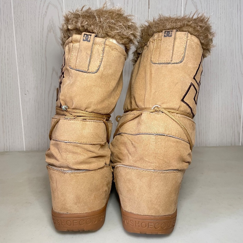 DC Chalet Women's Winter Snow Boots Brown Suede Faux Fur Y2K Lace Up Size 6 Rare - Picture 7 of 16